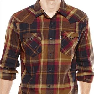 LEVI’S STRAUSS, FLANNEL, BROWN AND ORANGE, COTTON, BUTTON UP, MEN’S FLANNEL